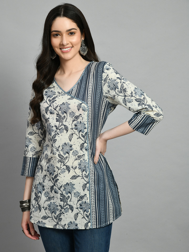 Meesan Casual Printed Women Grey, Beige Top - Buy Meesan Casual Printed Women Grey, Beige Top Online at Best Prices in India | Flipkart.com