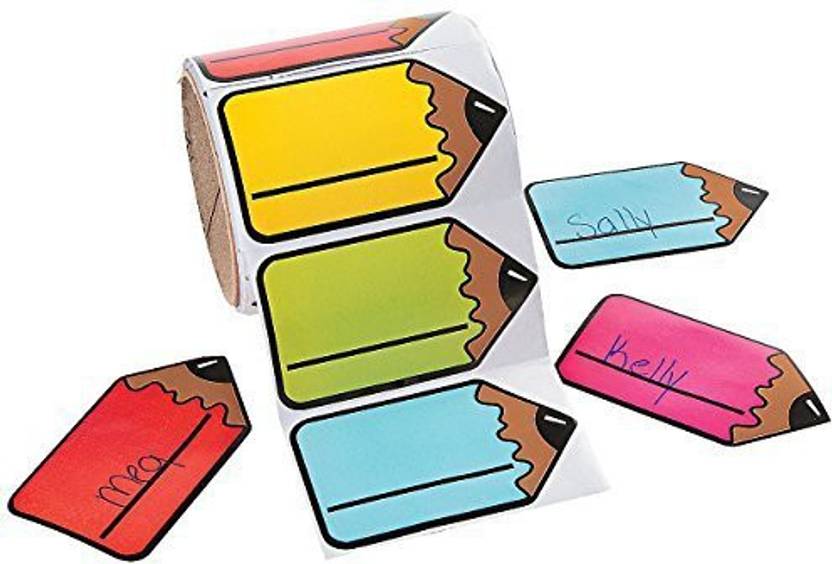 FUN EXPRESS Pencil shaped Name Tags/labels 100 Pcs 3 1/2 X 2 Paper