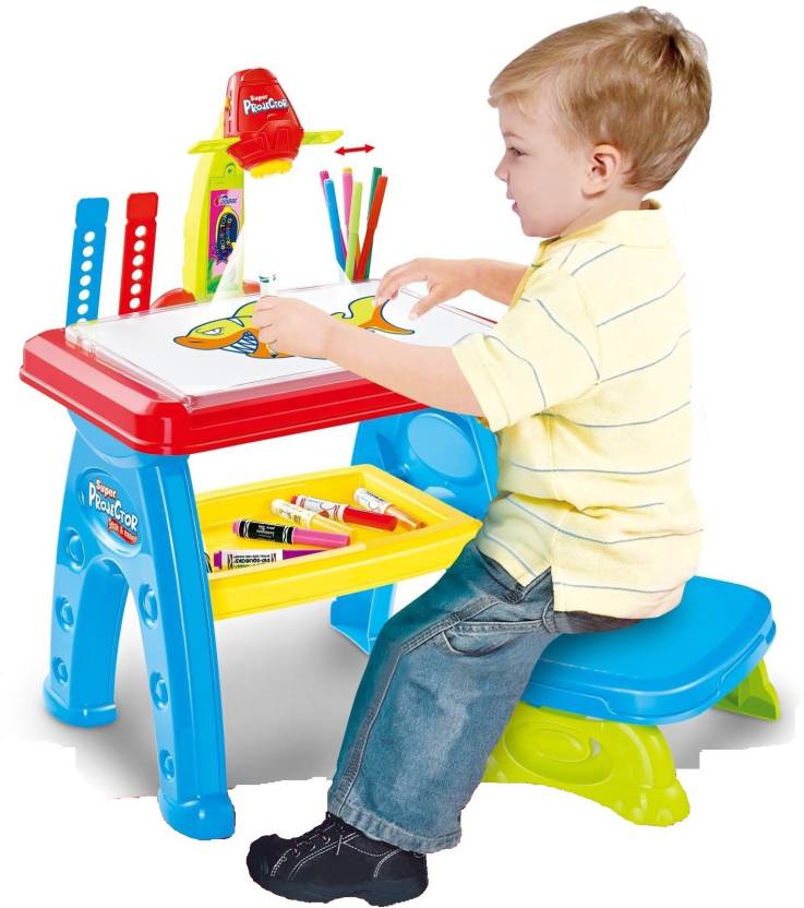 Toys Bhoomi Multi Function Kids Drawing Projector Desk Table With