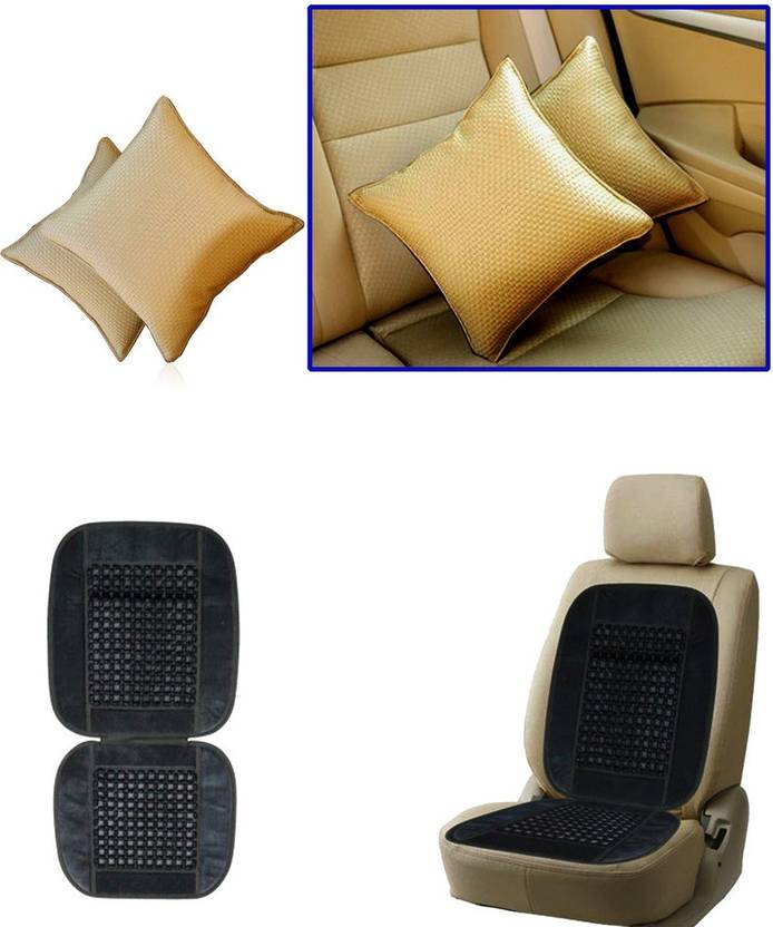 Auto Pearl 1pcs Beige Car Cushion Pillow 1pcs Bead Seat Cushion