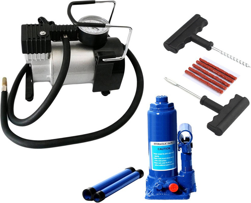 GOLD DUST 1Car Air Compressor Pump,1 Hydraulic Jack,1Car Puncture Kit Combo