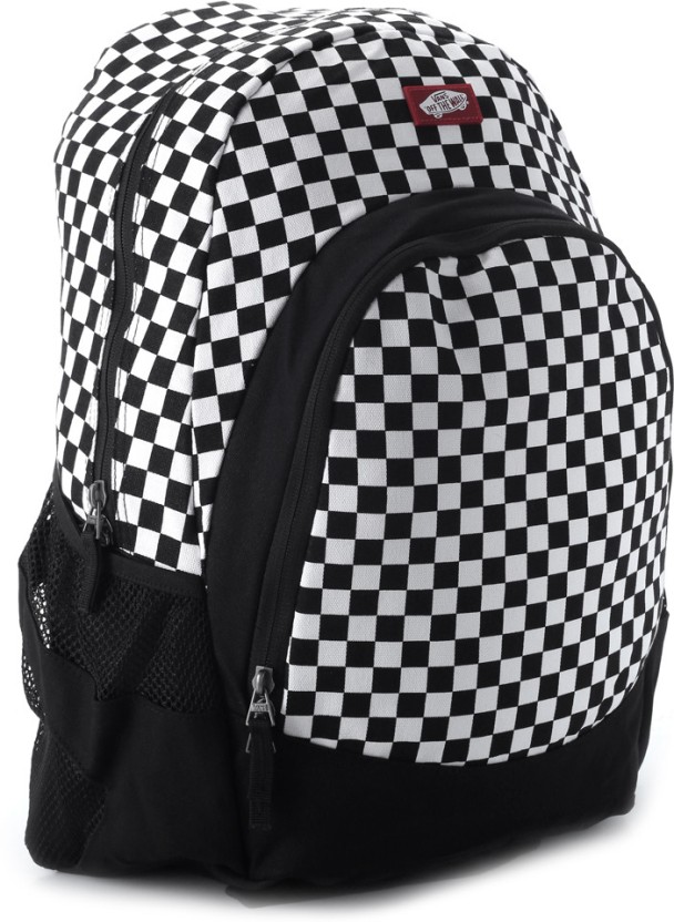vans checkerboard van doren backpack white black