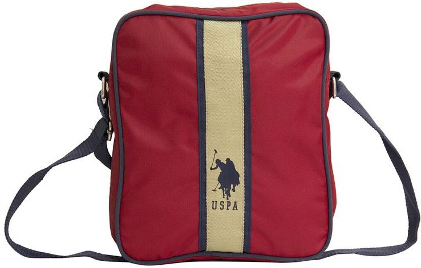 U.S. POLO ASSN. Red Zip Sling Bag Without Flap Messenger