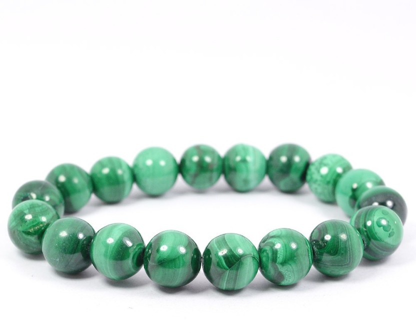 Malachite bracelet with leaf pendant Green beaded bracelet