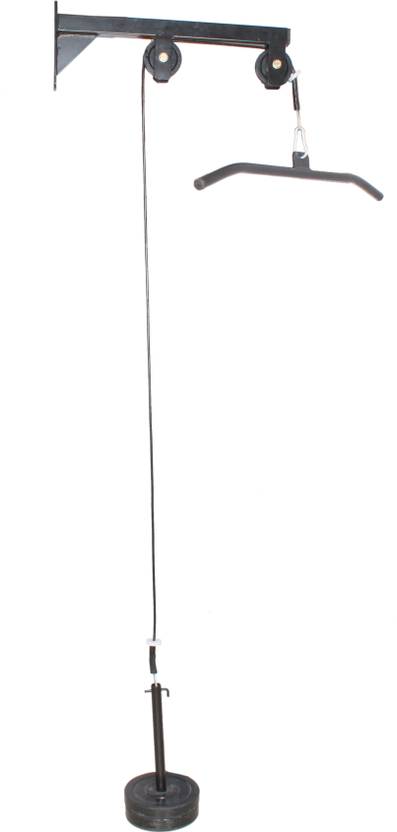 Home Gym Dynamics Wall Mounted LAT Pulley Bar Triceps Bar Black
