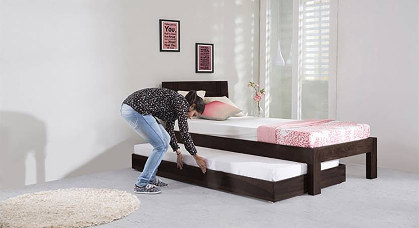 Urban Ladder Yorktown Trundle Solid Wood Single Bed In
