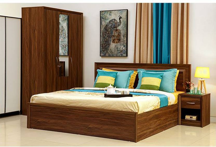 Hometown Stark Engineered Wood Queen Box Bed In India Hometown Stark Engineered Wood Queen Box Bed Finish Color Walnut