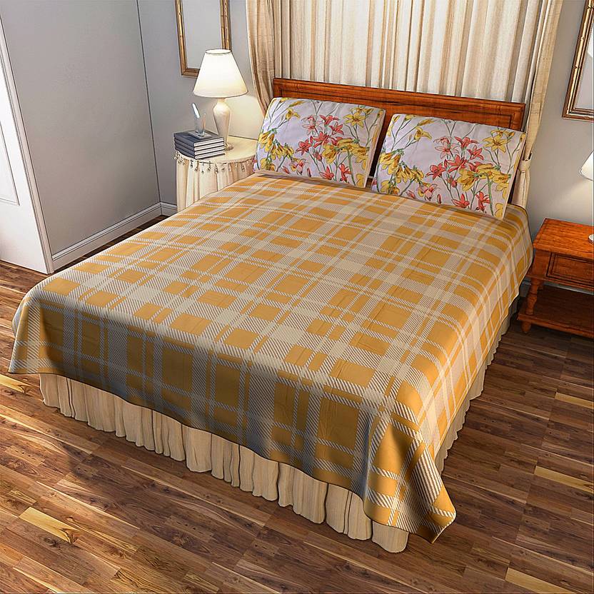EVER HOME 144 TC Cotton Double Checkered Bedsheet Buy EVER HOME 144