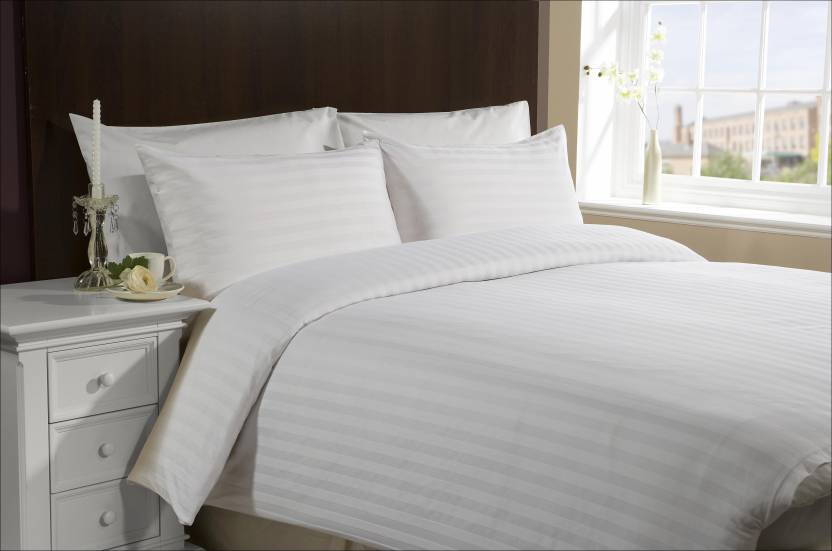 Kv Handloom 250 Tc Cotton Double Striped Bedsheet - 