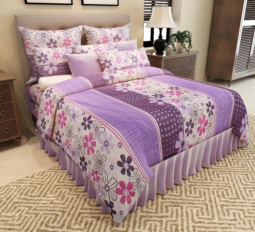 Home Candy Cotton Floral Double Bedsheet 1 Bed Sheet, 2 Pillow Covers