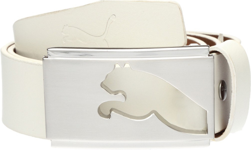 PUMA Men White Genuine Leather Belt