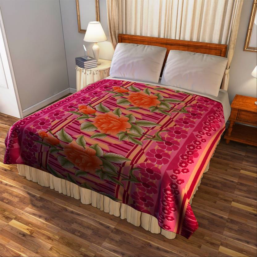 Bombay Dyeing Floral Double Coral Blanket Buy Bombay Dyeing Floral