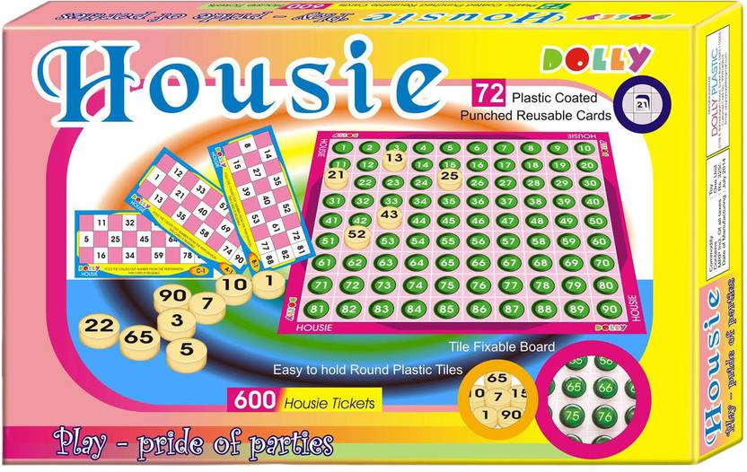 DOLLY Housie with 72 Reusable Punched Cards Party & Fun Games Board