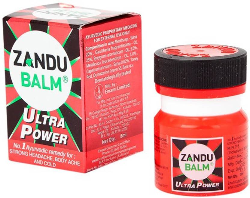 5 Pots De 8 Ml Zandu Ultra Power Balm – Baume Ayurvédique Pour Maux De Tête Et Douleurs