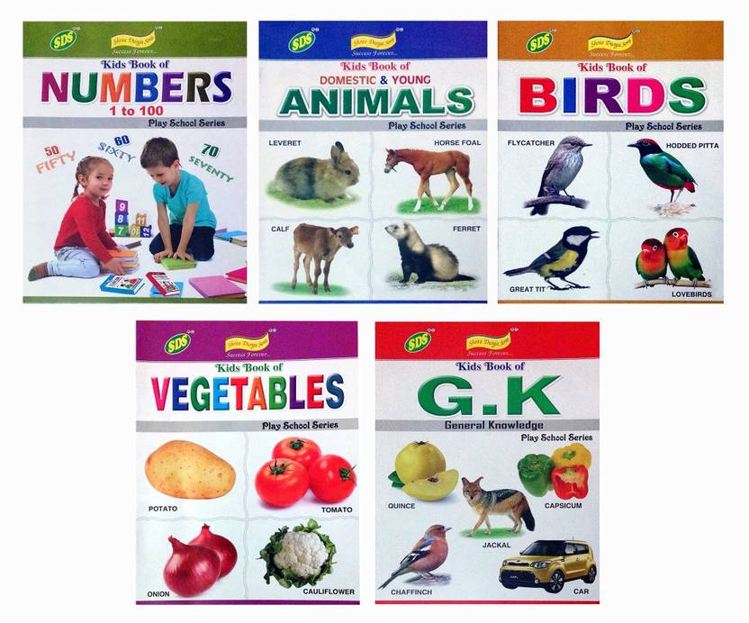 Set Of 5 Play School Books Numbers G K Animals Birds