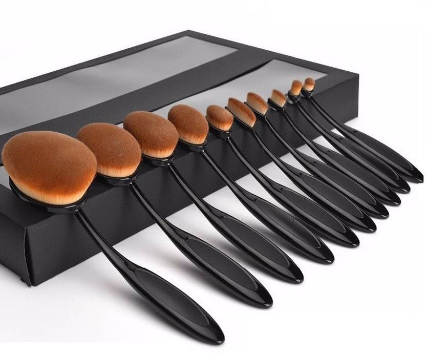 Vibex Oval Makeup Brush Set Contour Foundation Flat Top For Face
