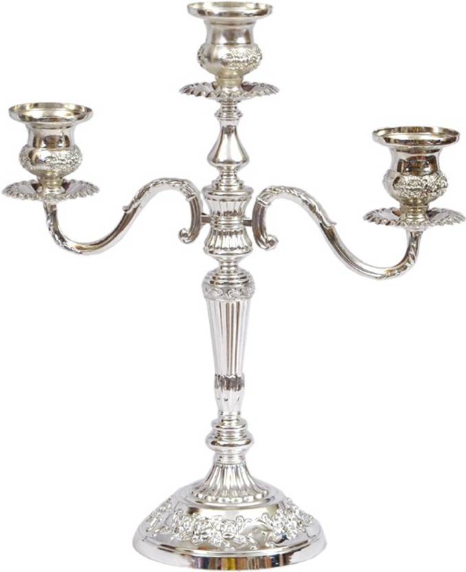 dgm 3 head silver candle stand steel candle holder price in india