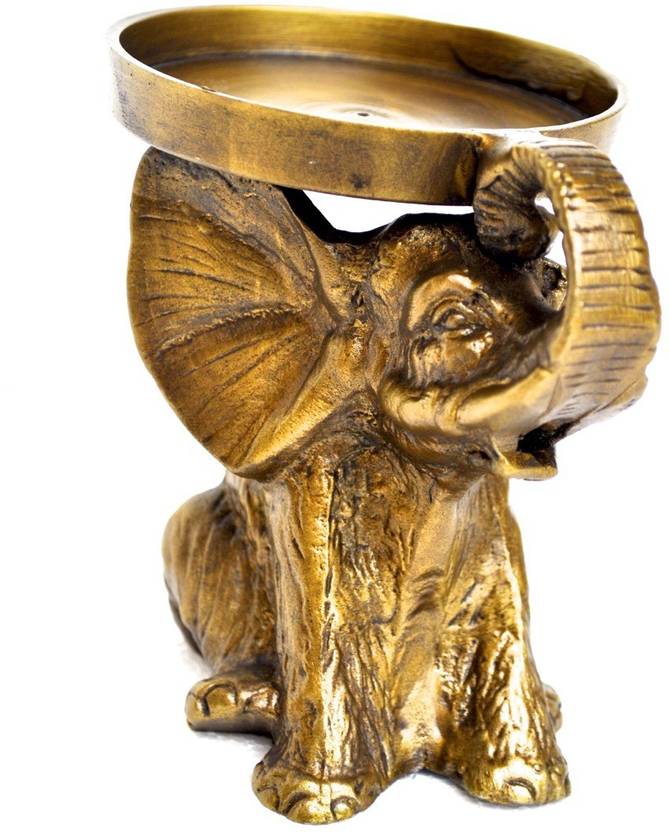 The Craftree Elephant Pillar Aluminium 1 Cup Candle Holder Price in