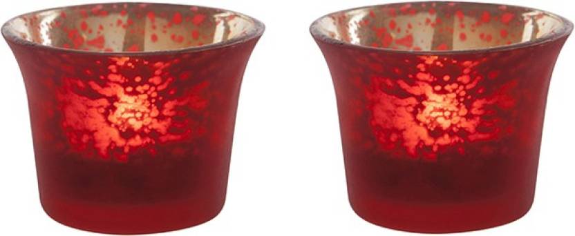 Decor Mill Metallic Red Glass Tealight Holder Set Price in India - Buy ...