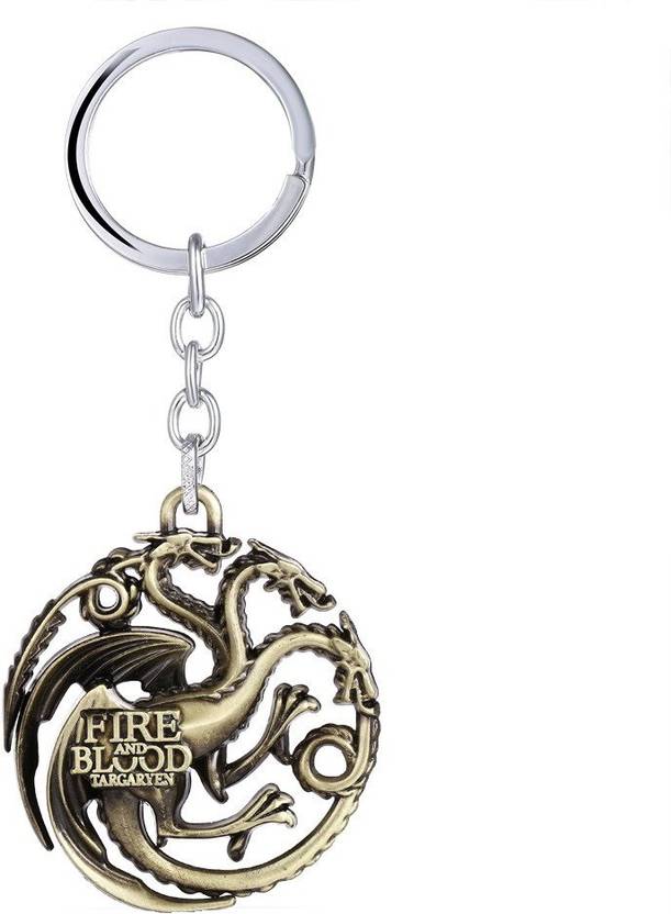 Gct Game Of Thrones Got House Targaryen Fire And Blood Three Headed Dragon Sigil Golden Metal Design 2 Key Chain