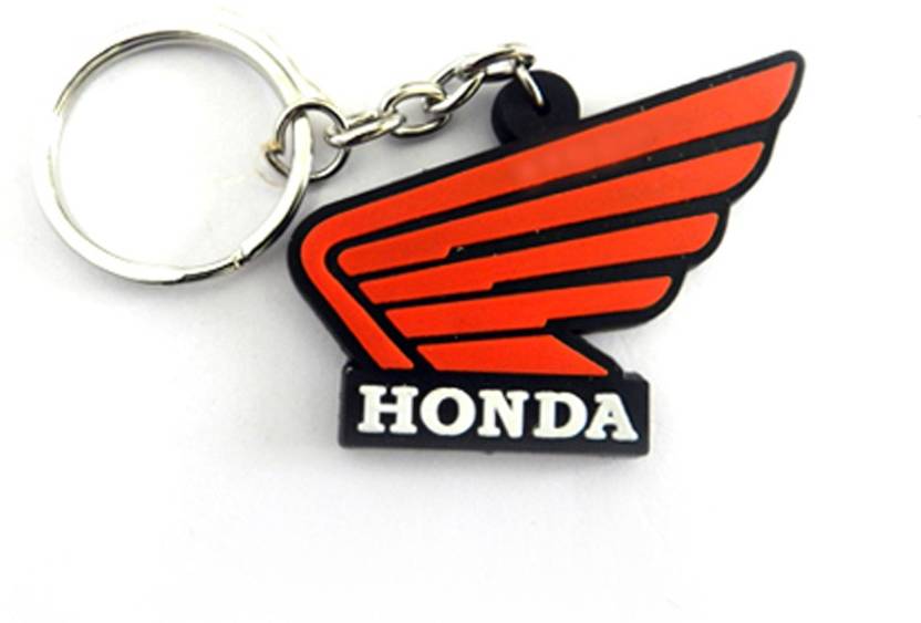 Techpro Black Key Chain With Honda Design Red Logo With White