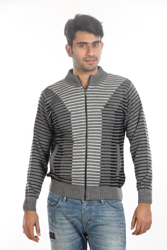 Datsun Men Zipper Striped Cardigan 