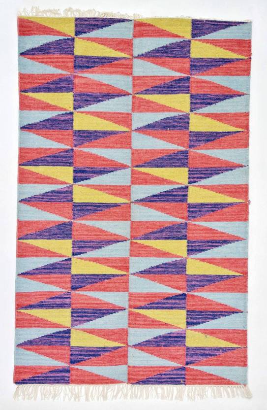 M S Rugs Blue, Pink Wool Dhurrie Buy M S Rugs Blue, Pink Wool Dhurrie