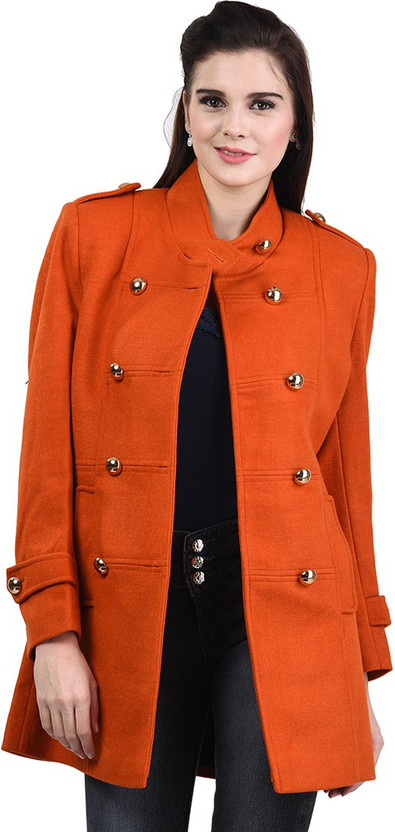 OKANE Pure Wool Solid Coat - Buy ORANGE 