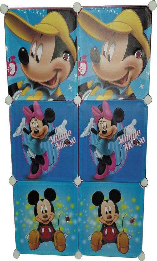 Kashti Mickey Mouse 6 Shelves Kids Cabinet Pp Collapsible Wardrobe