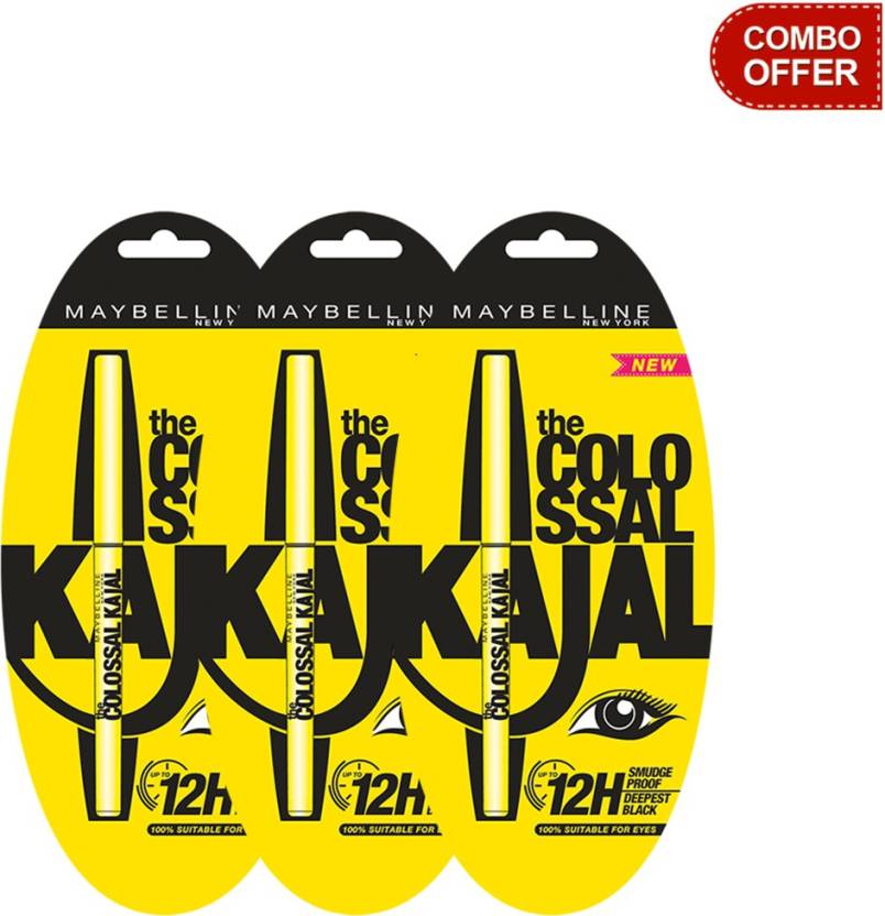 For 270/-(70% Off) Maybelline The Colossal Kajal (Set of 3) at Flipkart