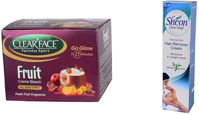 Clearface Fruit Cream Bleach With Hair Removal Cream With Aloevera