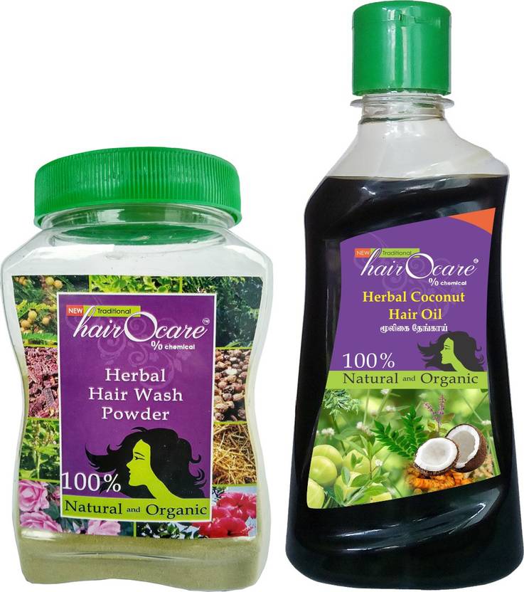 Hairocare Herbal Hair Wash Powder 150g Coconut Hair Oil 200ml