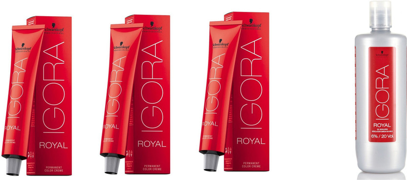 Schwarzkopf IGORA HAIR COLOR NO 6-65 Dark Blonde Chocolate Gold With Royal 6% 20 Vol. Colorist s Care Developer(4 Items in the set)