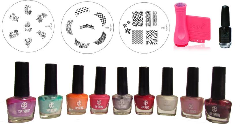 Konad Set Of 15 Combo 9 Nail Paints Stamping Nail Art Price In