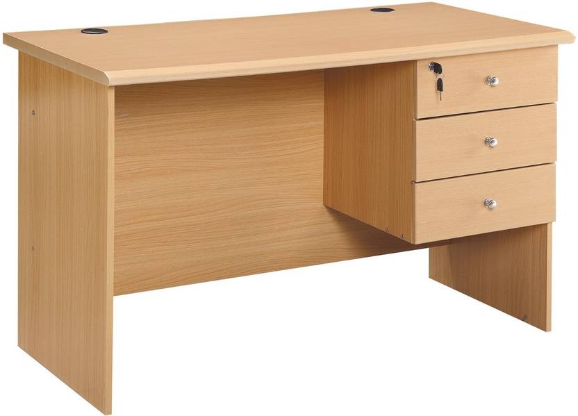 Pindia Home Office Cream 3 Drawer Computer Laptop Study Table