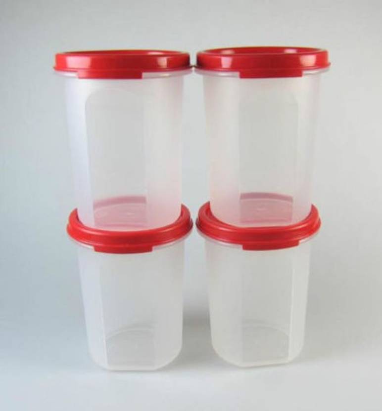Tupperware Mm Round 2 440 Ml Plastic Grocery Container In Tupperware Mm Round 2 440 Ml Plastic Grocery Container Pack Of 4 Red White