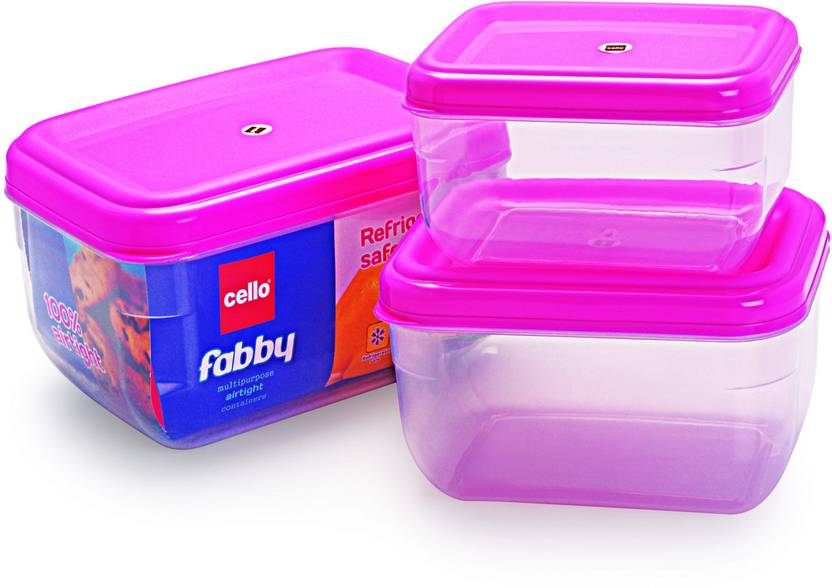 Cello Fabby Rectangular Container Set 3 Pcs Pink 1000 Ml 1700 Cello Fabby Rectangular Container Set 3 Pcs Pink 1000 Ml 1700