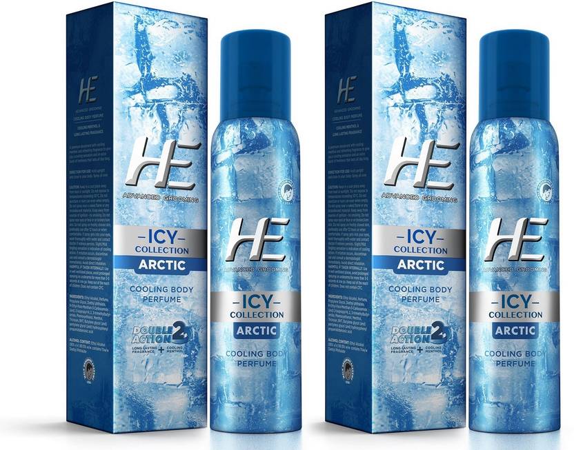 HE DEO Body Perfumed (ARCTIC) 122 ml * 2 Deodorant Spray For Men