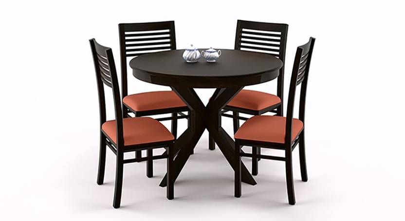 Urban Ladder Dining Sets In India Urban Ladder Liana Round Zella Solid Wood 4 Seater Dining Set Finish Color