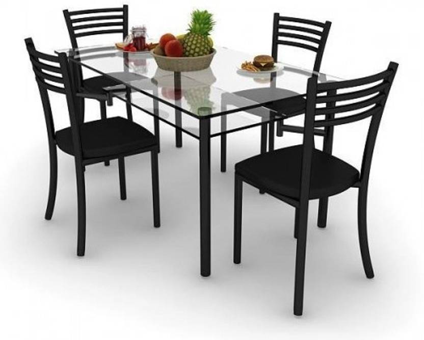 Housefull Glass 4 Seater Dining Set In India Housefull Glass 4 Seater Dining Set Home Furniture
