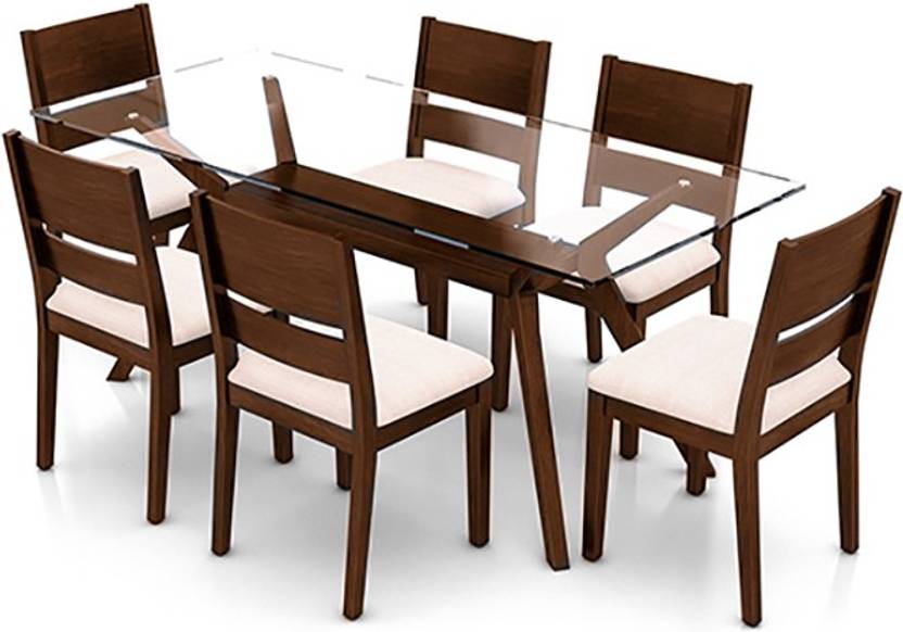 Urban Ladder Wesley Cabalo Fabric Glass 6 Seater Dining Set Urban Ladder Wesley Cabalo Fabric Glass 6 Seater Dining Set