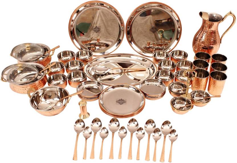 IndianArtVilla Pack of 63 Steel, Copper Dinner Set Price in India Buy
