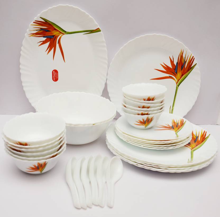 LAOPALA Pack of 33 Ceramic Flaming Grace Dinner Set Price in India Buy LAOPALA Pack of 33