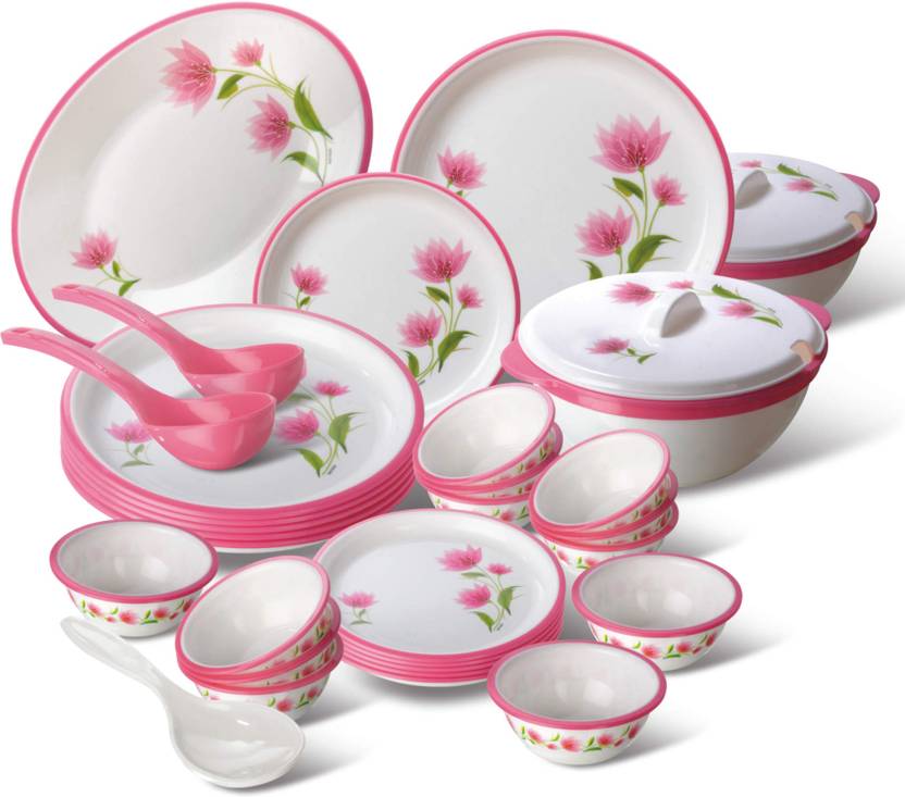 NAYASA Pack of 32 Melamin Printed Dinner Set Price in India Buy
