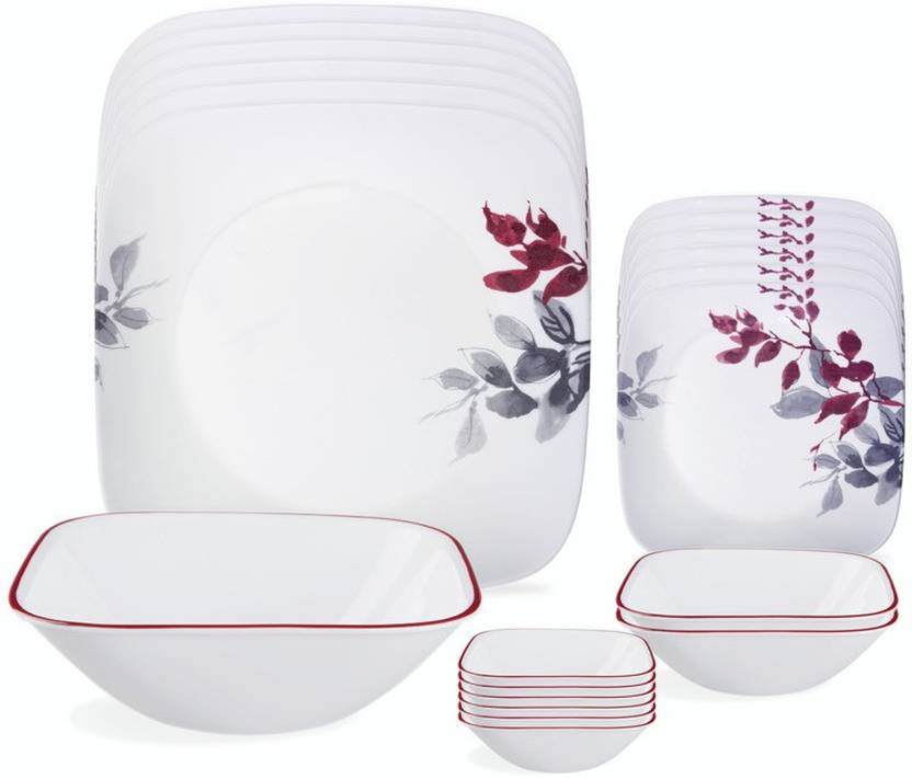 CORELLE Pack of 21 Glass Kyoto Leaves Dinner Set Price in India Buy