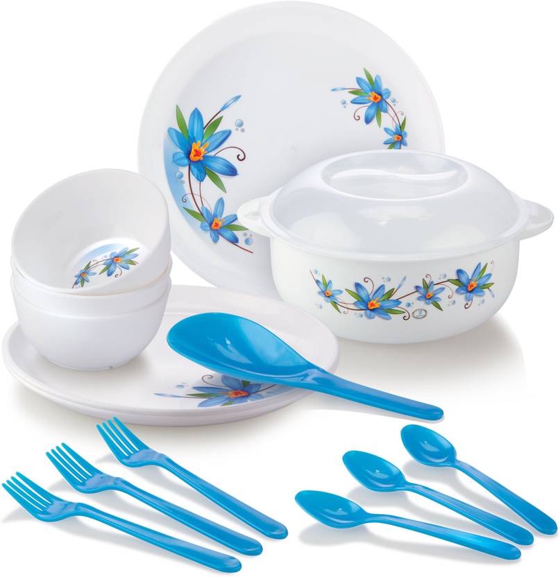 Joyo Fiesta Microwave Safe 14 Pcs Blue Dinner Set