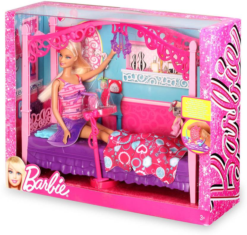 mattel barbie glam bedroom furniture and doll set - x7941 - barbie