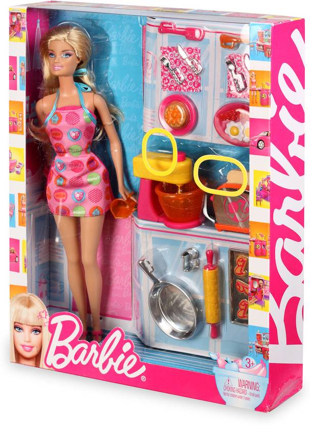 Mattel Barbie  Doll and Kitchen  Accessory Set  V8656 