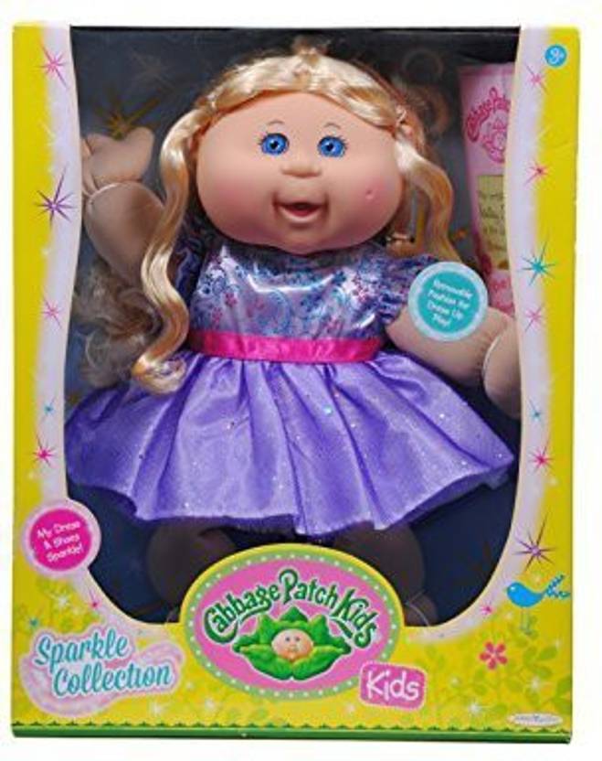 Cabbage Patch Kids Sparkle Blonde Hair Blue Eyes Purple Dress