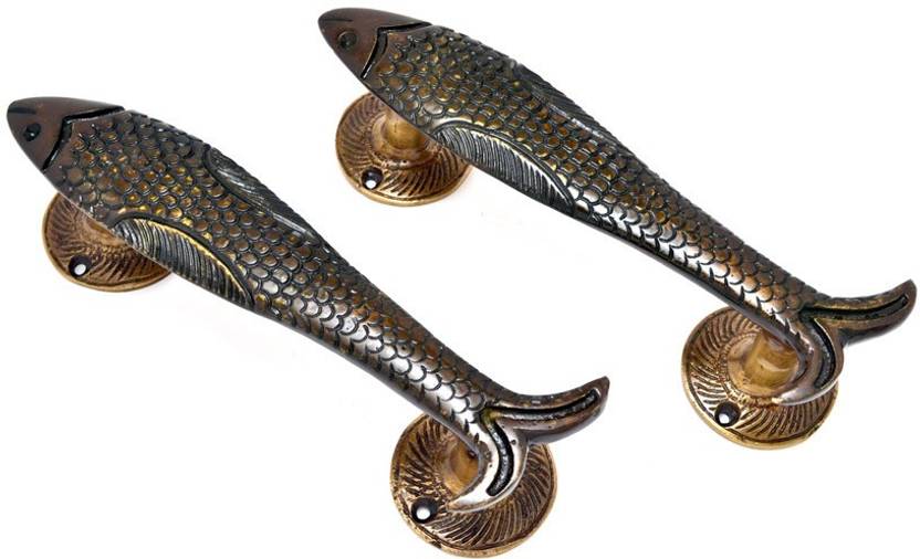 Aakrati Fish Shaped Antique Finish Door Handle Brass Door Knocker